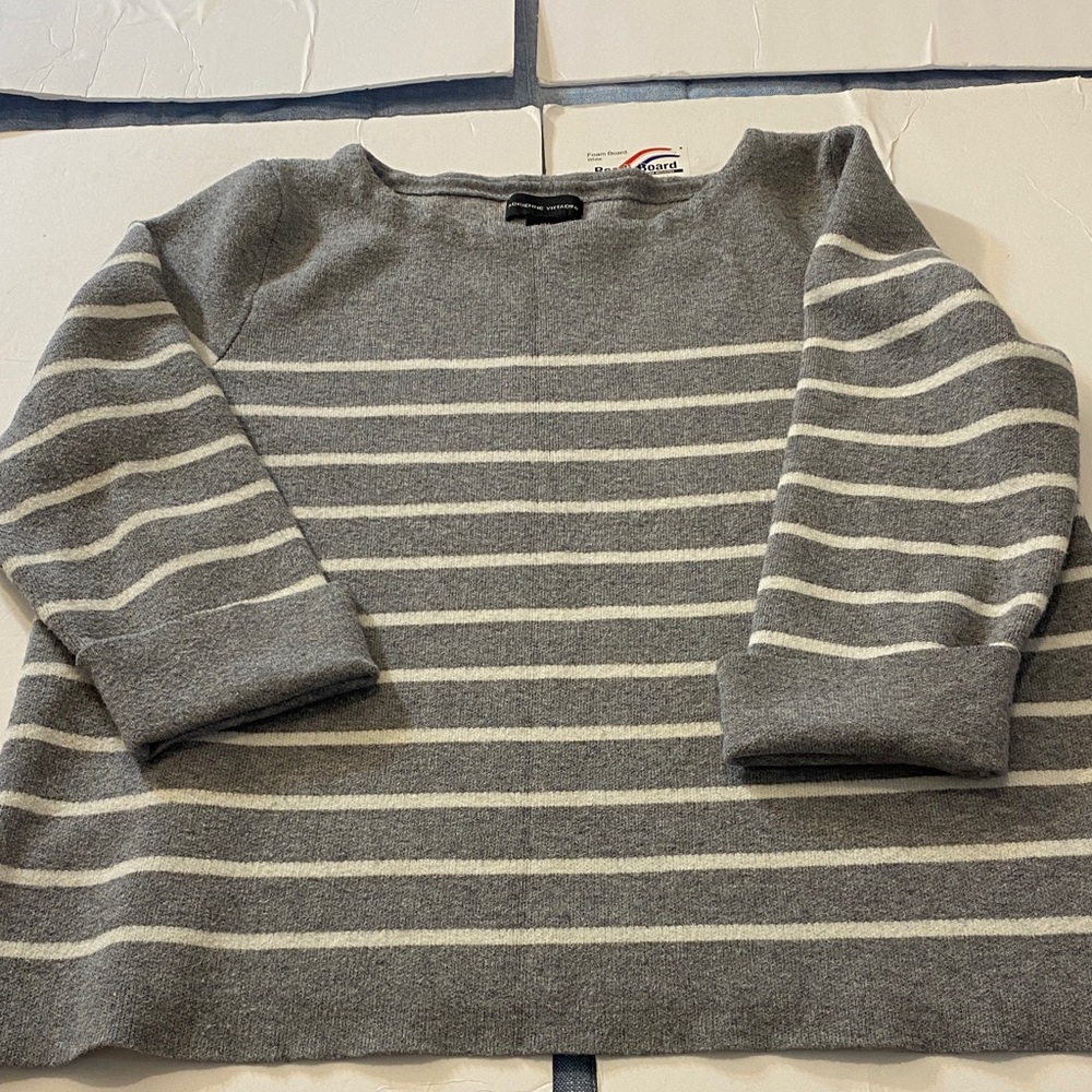 Adrienne Vittadini Gray Striped Sweater